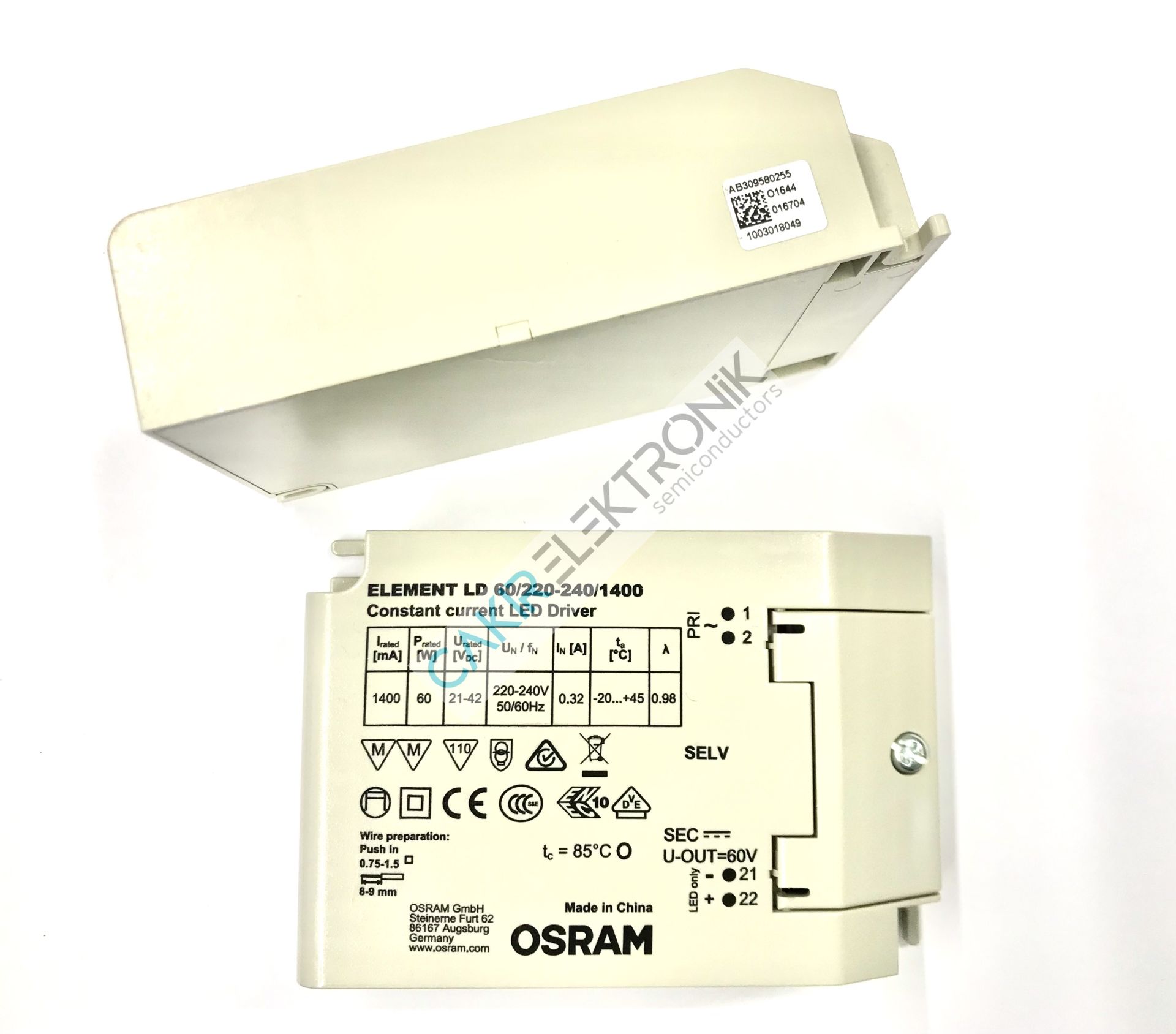 OSRAM ELEMENT LD 60/220-240/1400 ,  LD60/220-240/1400 , 60W 1400MA 21-42V OUT