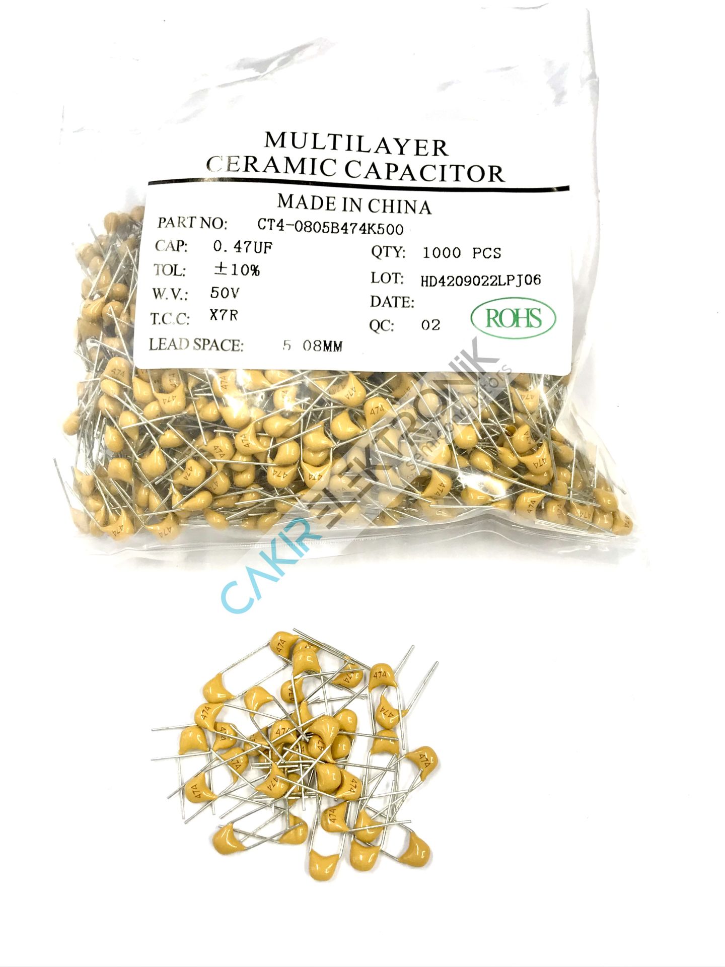 470NF - 474 - 0.47UF 50V - CERAMIC CAPACITOR - 470NF - MULTI -  50V. SERAMİK KAPASİTÖR