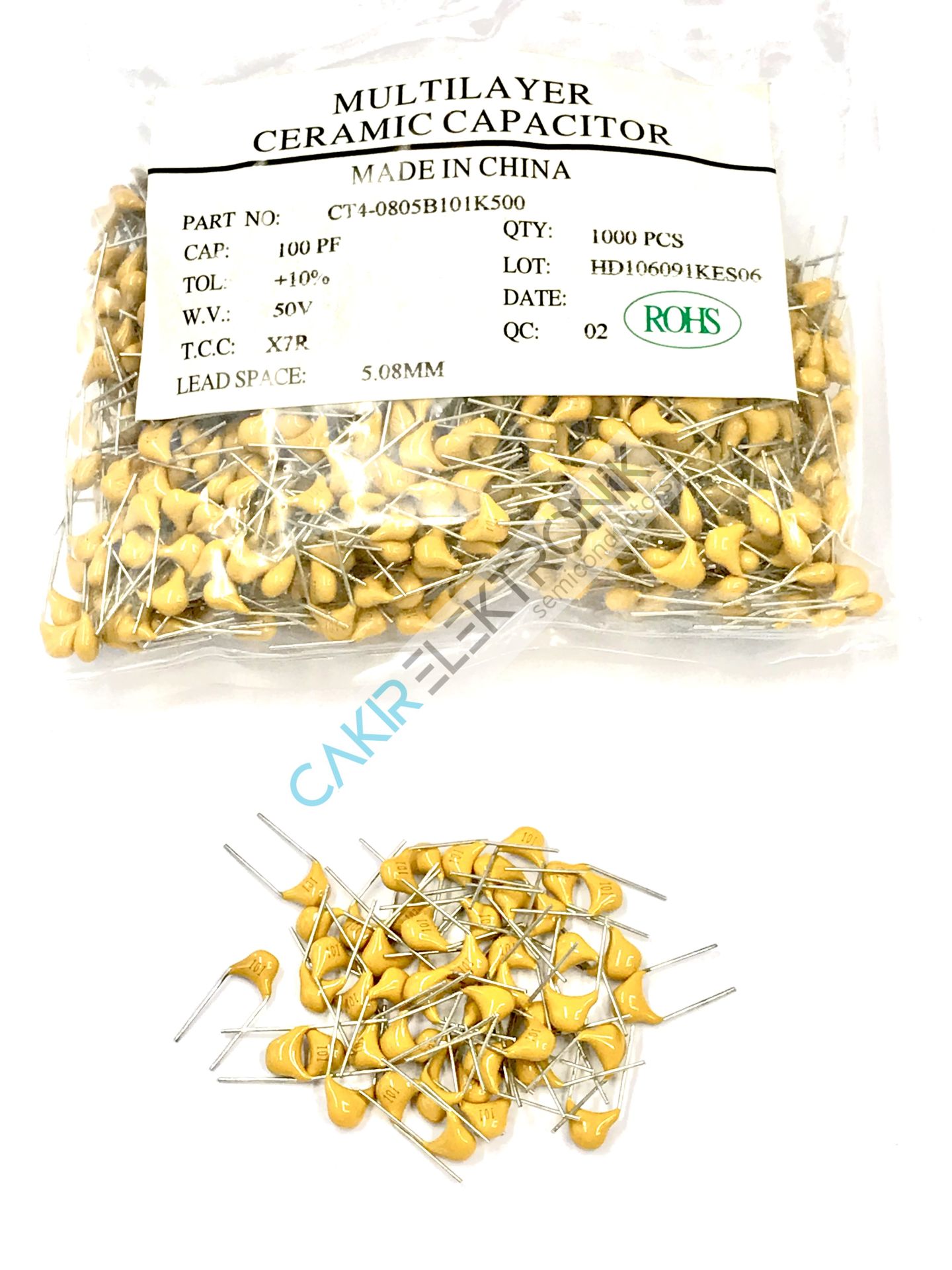 100PF - 101 - 100PF 50V - CERAMIC CAPACITOR - 100PF - MULTI -  50V. SERAMİK KAPASİTÖR