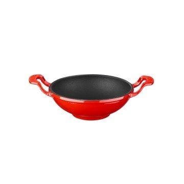 LAVA DÖKÜM WOK TAVA METAL KULPLU ÇAP(Ø)16CM. KIRMIZI