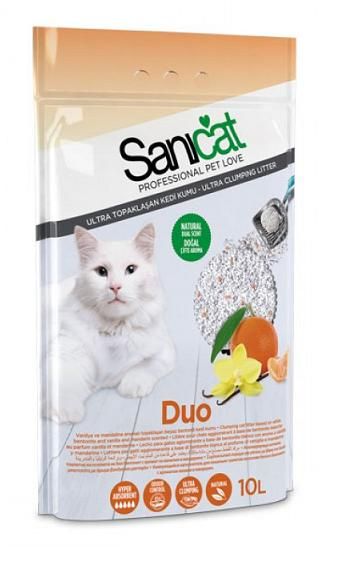 Sanicat Duo Mandalina Vaniya Kokulu Topaklaşan Kedi Kumu 10Lt