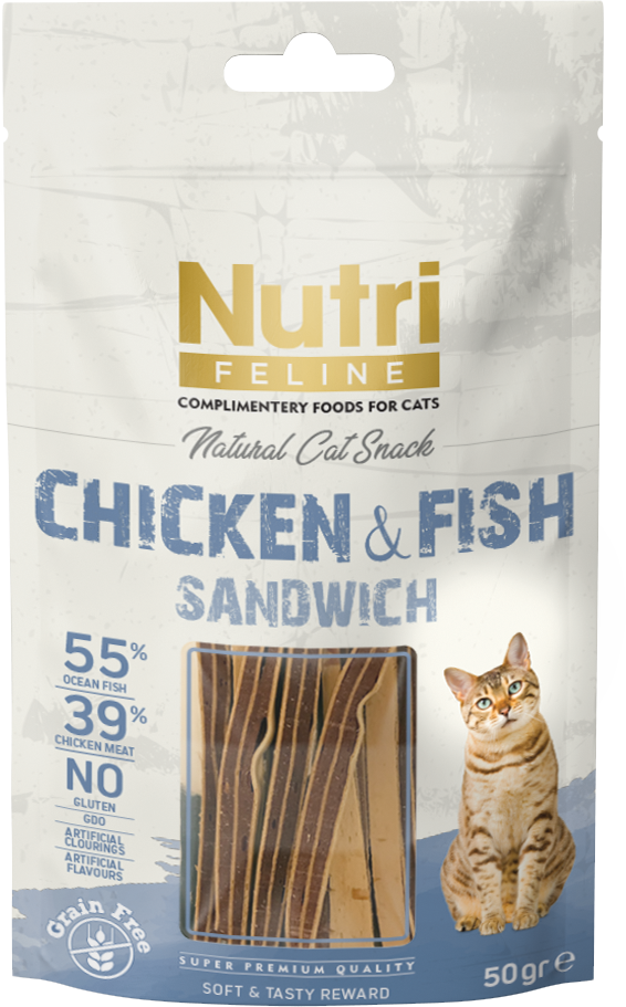 Nutri Feline Chicken&Fish(tavuklu ve balıklı) Sandwich Snack 50gr