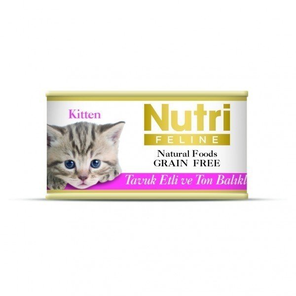 Nutri Feline Tahılsız Tavuk-Etli Ton Balıklı Yavru Kedi Konservesi 85 Gr