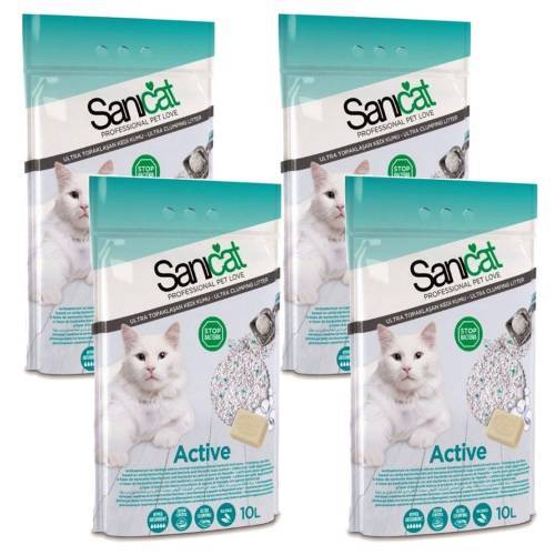 Sanicat Active Marsilya Sabunu Kokulu Kedi Kumu 10 Lt 4'LÜ SET