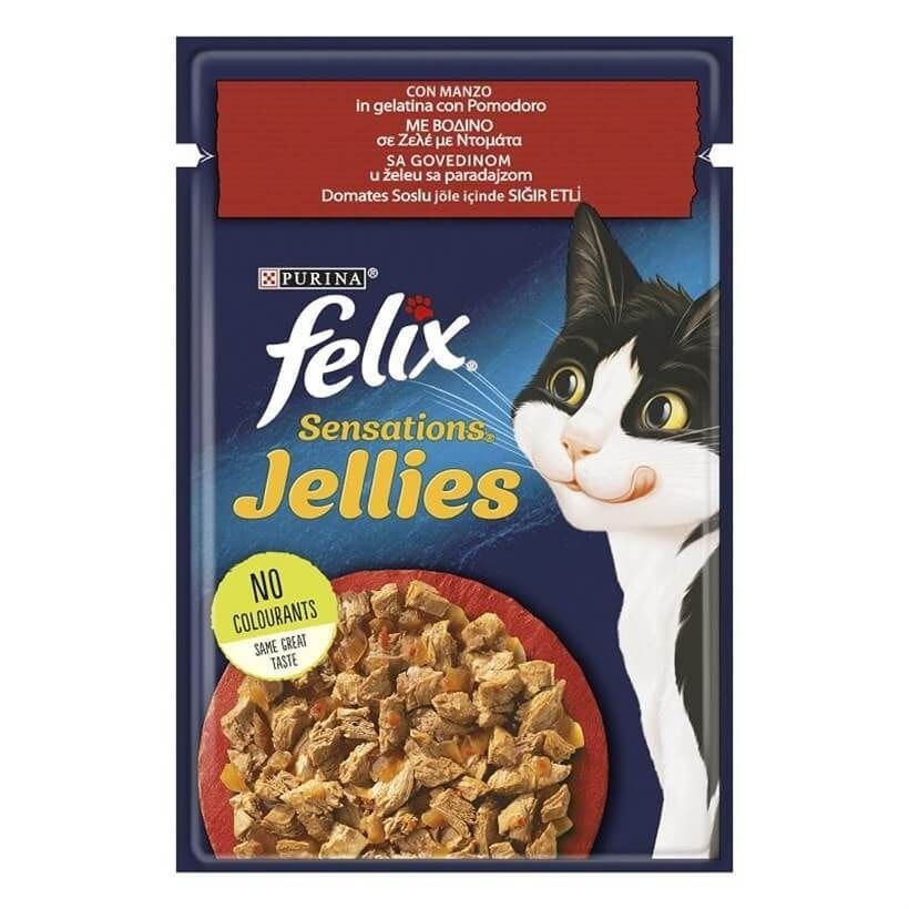 Felix Sensation Sığır & Domatesli Kedi Yaş Mama 85 Gr