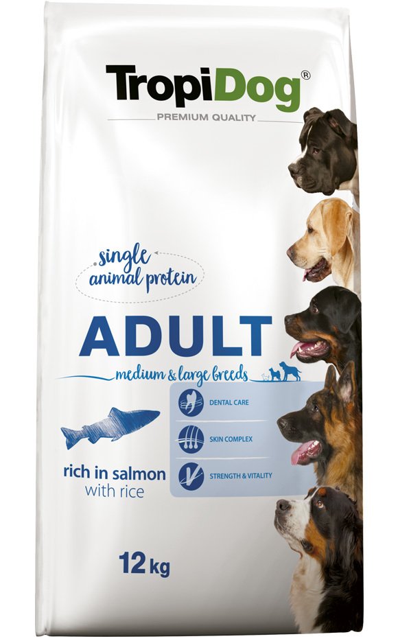 TropiDog Premium Adult Medium & Large breeds salmon 12kg