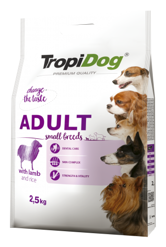 TropiDog Premium Adult Small Breeds with lamb & rice 2,5kg