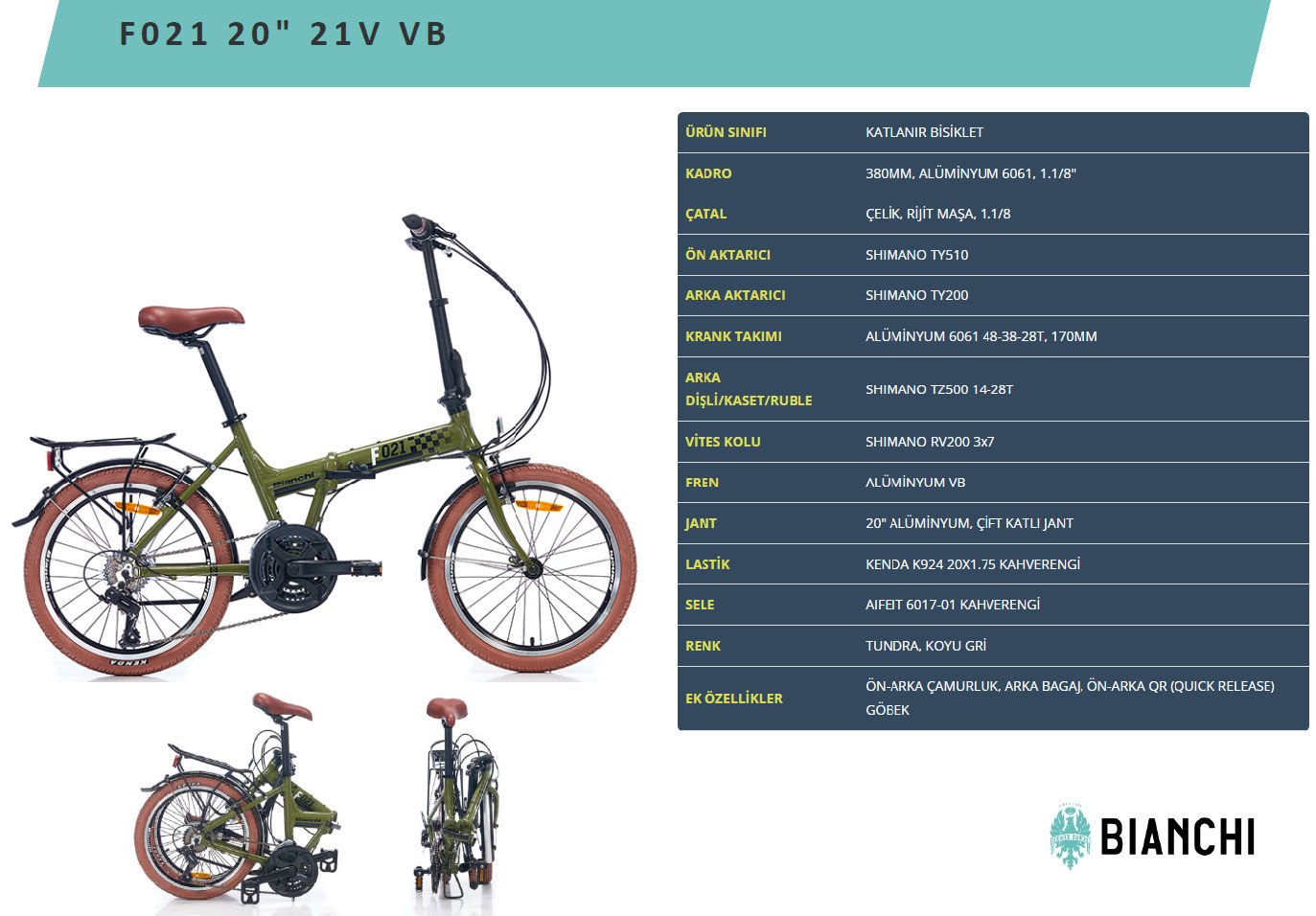 BIANCHI F021 KATLANIR BİSİKLET 380H 21S VB TUNDRA