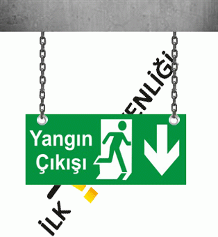 Çift Yönlü Fotolümenli Yangın Çıkış Aşağı Ok