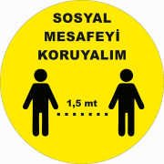 Sosyal Mesafe Etiketi Laminasyonlu