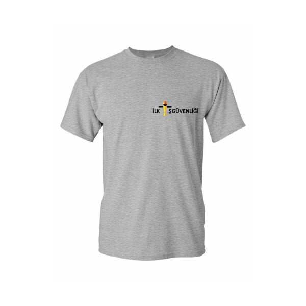 Yuvarlak Yaka Logo Baskılı Gri T-Shirt