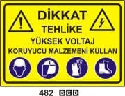 Dikkat Yüksek Voltaj Koruyucu Malzeme kullan