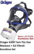 Drager 6300 Tam Yüz Gaz Maskesi + A2 Filtreli Kombine Set