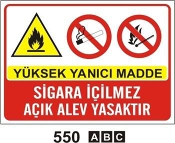 Yüksek Yanıcı Madde Sigara İçilmez Açık Alev Yasaktır