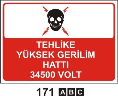 Tehlike Yüksek Gerilim Hattı 34500 Volt