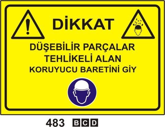 Dikkat Düşebilir Parçalar Tehlikeli Alan Koruyucu Baretini Giy