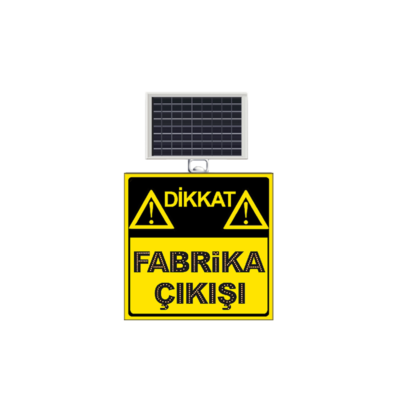 Güneş enerjili LED’li Dikkat Fabrika Çıkışı 600x600mm