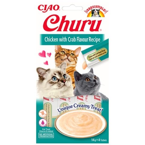 Ciao Churu Cream Tavuklu ve Yengeçli Kedi Ödül Kreması 4 x 14 Gr