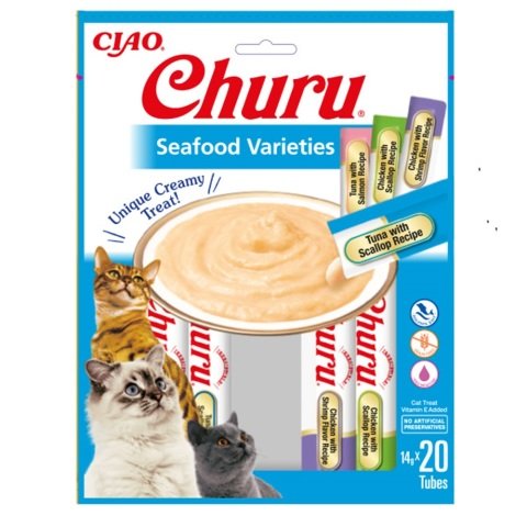 Ciao Churu Cream Deniz Ürünü Çeşitleri Kedi Ödül Kreması 20 x 14 Gr