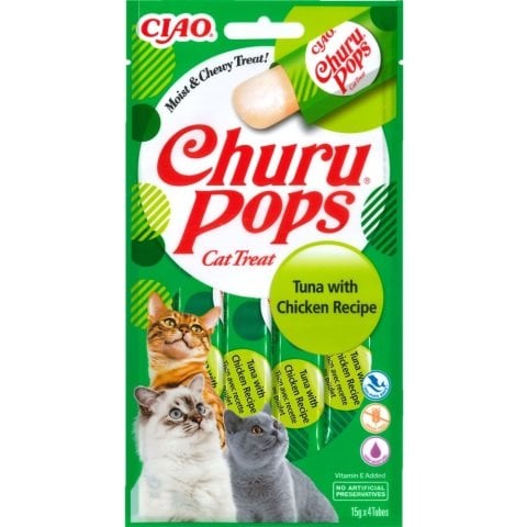 Ciao Churu Pops Ton Balıklı ve Tavuklu Kedi Ödül Kreması 4 x 15 Gr