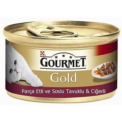 Gourmet Gold Tavuklu Ciğerli Parça Etli Ve Soslu Kedi Konserve Maması 85 Gr