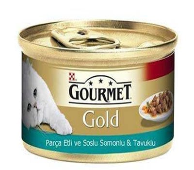 Gourmet Gold Somonlu Tavuklu Parça Etli Ve Soslu Kedi Konserve Maması 85 Gr