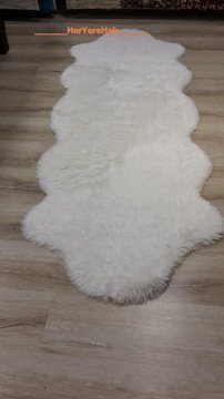 Yamalı Home Tavşan Tüyü Beyaz Post Halı 70x200 cm