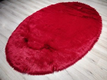 YamalıHome Peluş Halı APost Kırmızı 100x150cm Oval Peluş Halı