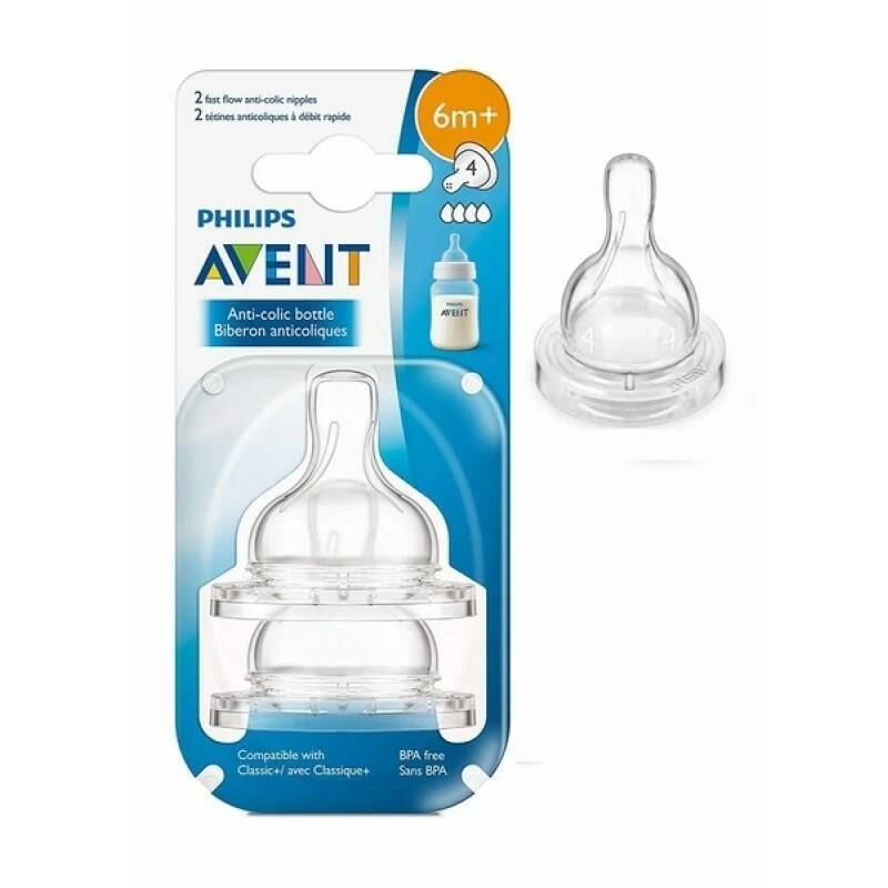 Avent 63427 Classic Biberon Emziği 4 Delik 2'li 6 Ay+