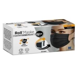 Roll Cerrahi Maske Steril Lastikli 3 Katlı 50 lik SİYAH