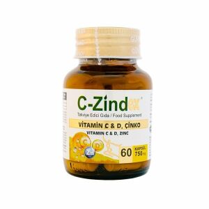 C-Zindex 750 MG Vitamin C Çinko Vitamin D3 60 Kapsül