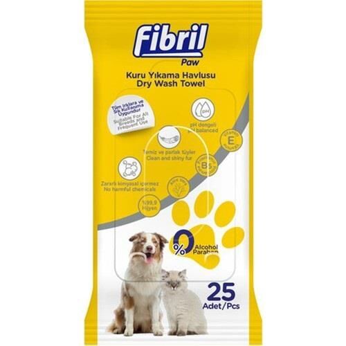 Fibril Pet Kedi ve Köpek Temizleme Havlusu 25'li