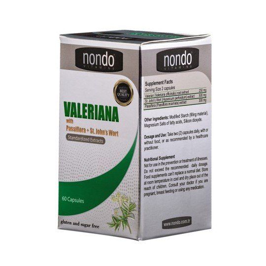 Nondo Valeriana Passiflora + St. Johns Wort 60 Kapsül