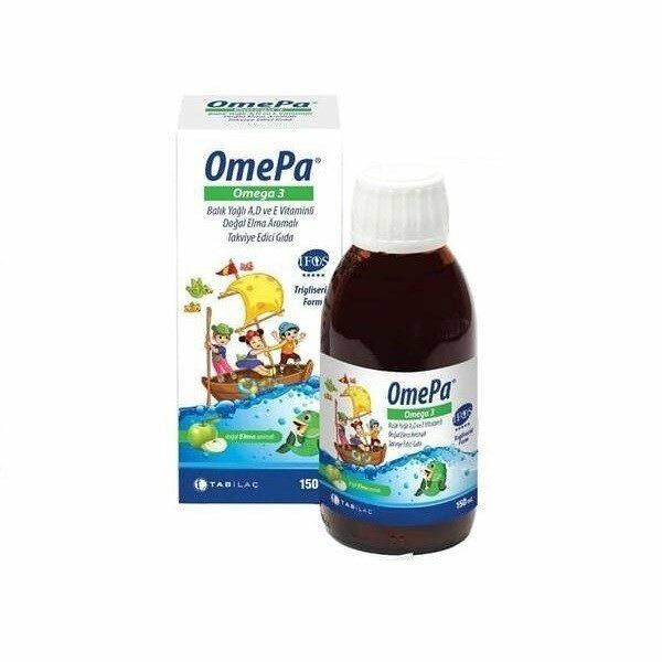 Omepa Omega 3 Balık Yağı A D Ve E Vitamini Elma Aromalı Sıvı 150ml