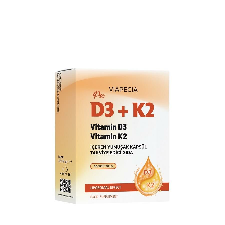 Viapecia PRO D3+K2 60 Softgel Kapsül