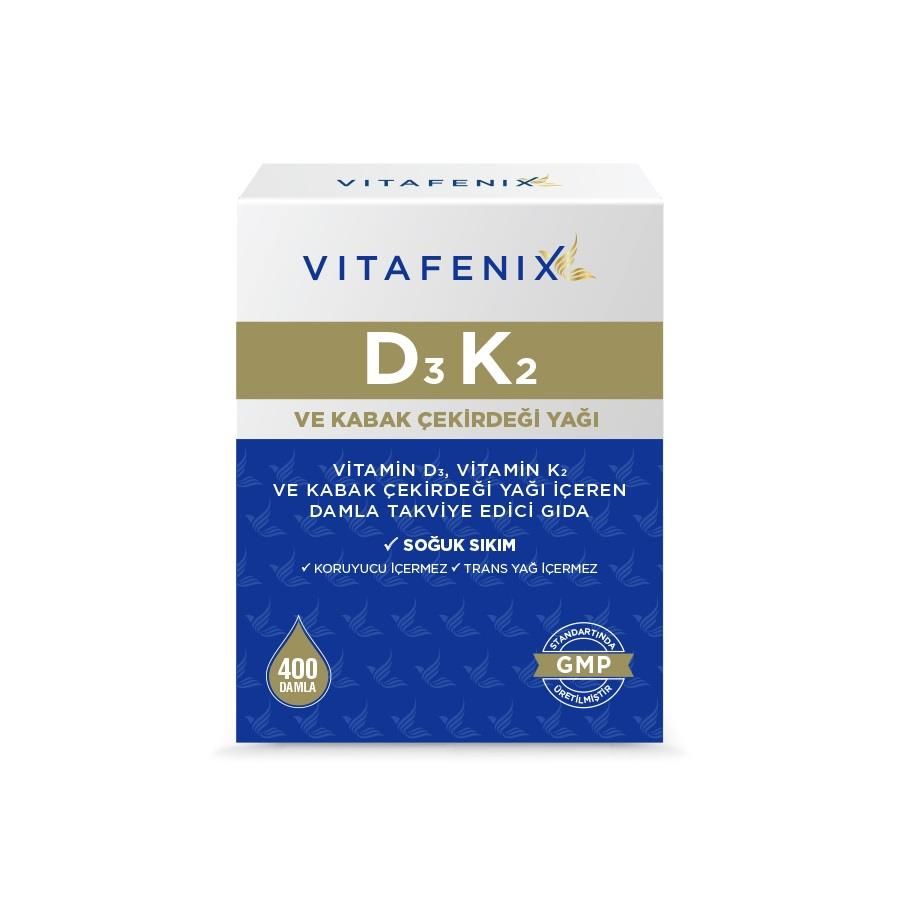 Vitafenix D3K2 ve Kabak Çekirdeği Yağı 400 Damla