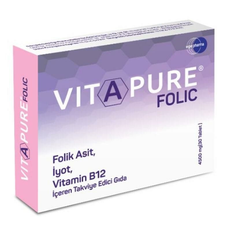 Vitapure Folic Folik Asit, İyot ve B12 İçeren 30 Tablet