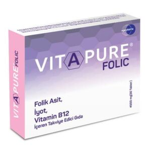 Vitapure Folic Folik Asit, İyot ve B12 İçeren 30 Tablet