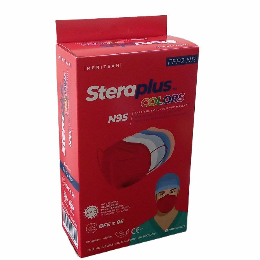 Steraplus Colors FFP2 5 Katmanlı Telli N95 Maske 10'lu - KIRMIZI