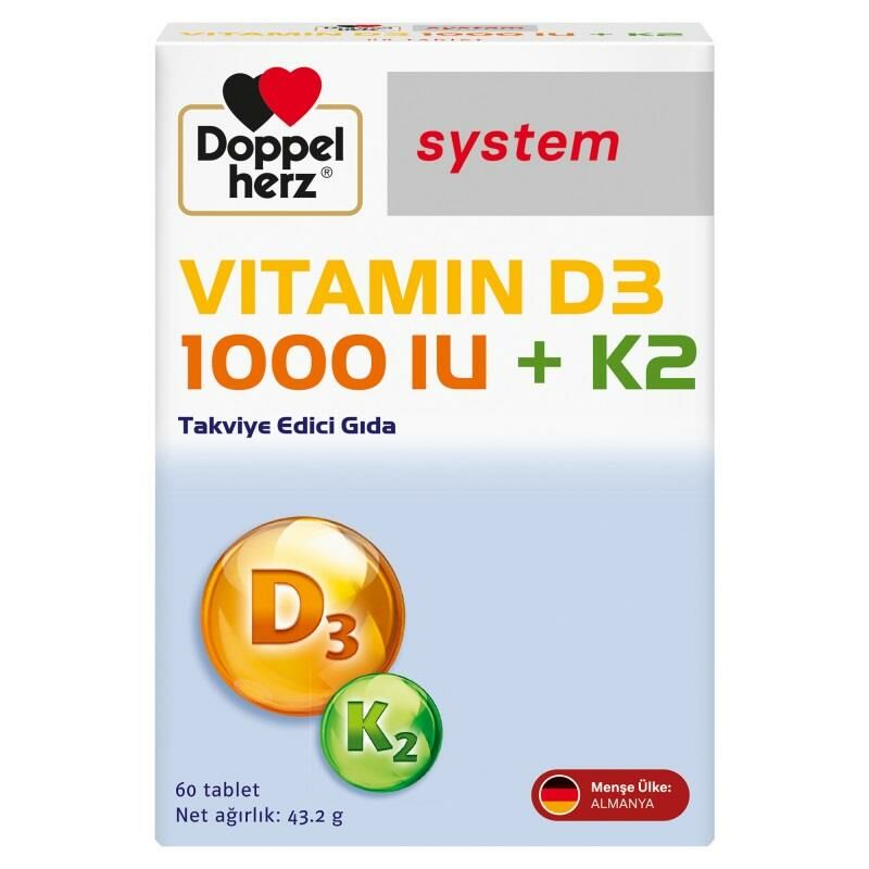 Doppelherz Vitamin D3K2 1000IU 60 Tablet