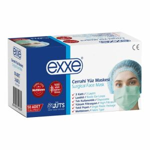 Exxe Cerrahi Maske Lastikli 3 Katlı Tekli Poşet 50 lik YEŞİL