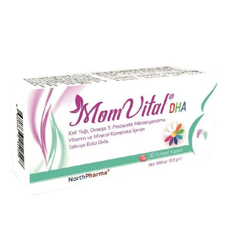 Mom Vital DHA Krill Yağı, Omega 3 , Probiyotik , Vitamin ve Mineral 30 Kapsül