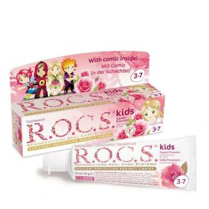 ROCS Kids 3-7 Yaş Florürsüz Diş Macunu - Gül Tadında 35ml
