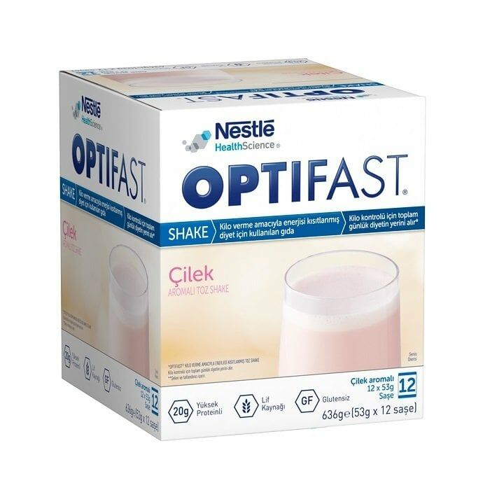 Nestle Optifast Shake Çilekli 53gr' lık 12 Saşe (636gr)