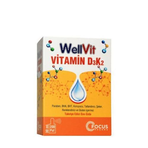 WellVit  D3K2 Vitamin D3 ve Vitamin K2 Sprey 30ml