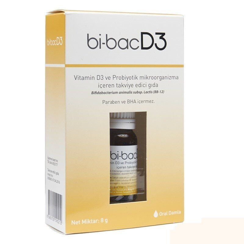 Bi-Bac D3 Vitamin D3 ve Probiyotik içeren Damla 8gr
