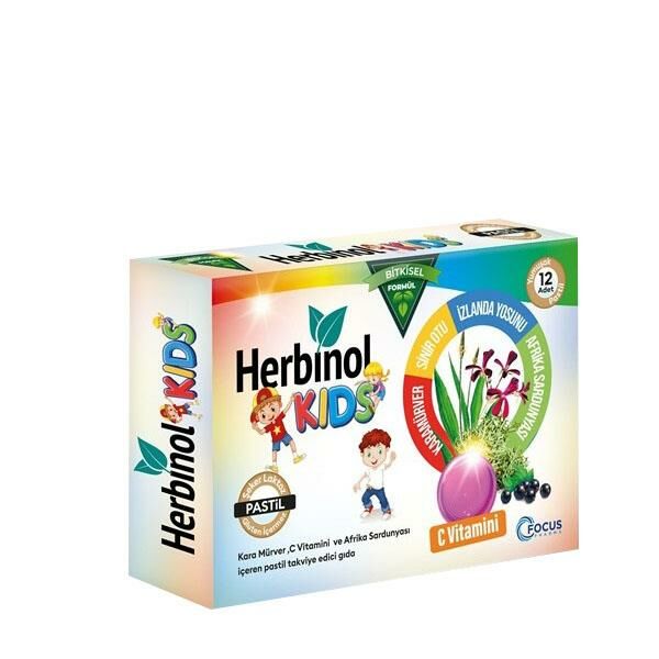 Herbinol Kids - Böğürtlen ve Çilek Aromalı Pastil 12li