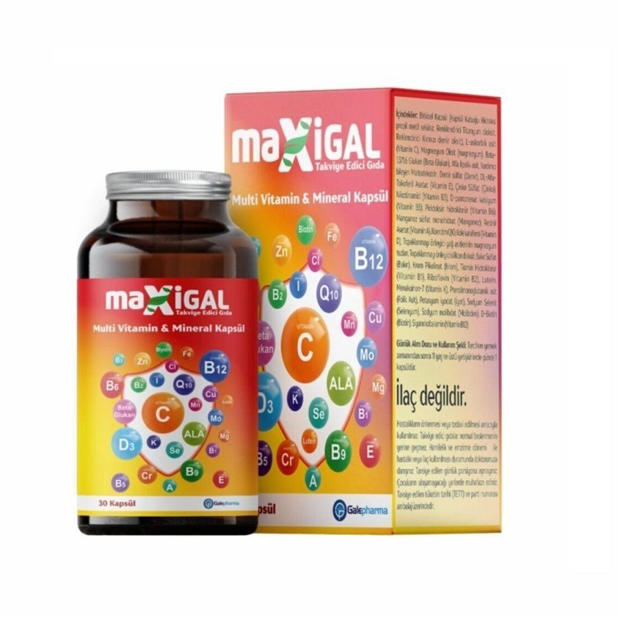 Maxigal Multi Vitamin Ve Mineral İçerikli Kapsül 30 lu