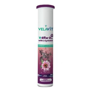 Velavit V-Effer D3 with L-Cysteine Elderberry Echinacea 20 Efervesan Tablet