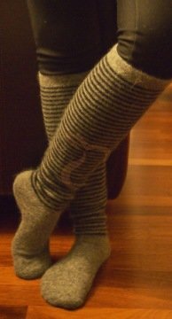 Angora Termal Çorap - Diz Boyu (Çizgili)